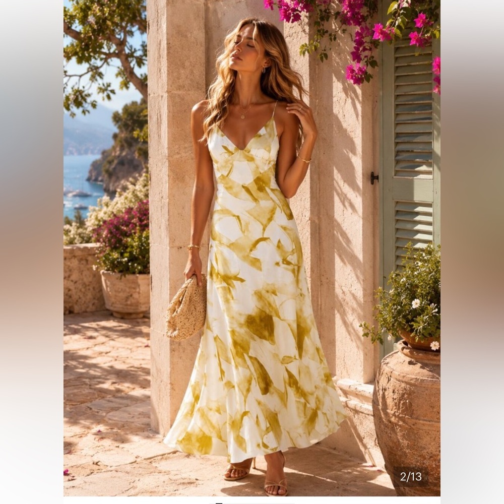 NWT BARDOT Capri Abstract Print Satin Slipdress